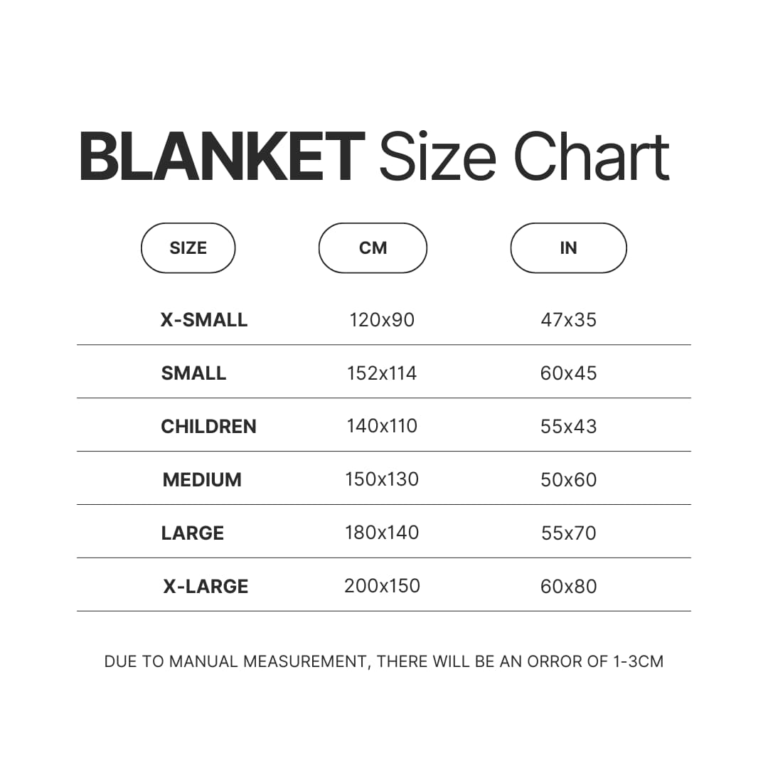 Blanket Size Chart - Meshuggah Merch