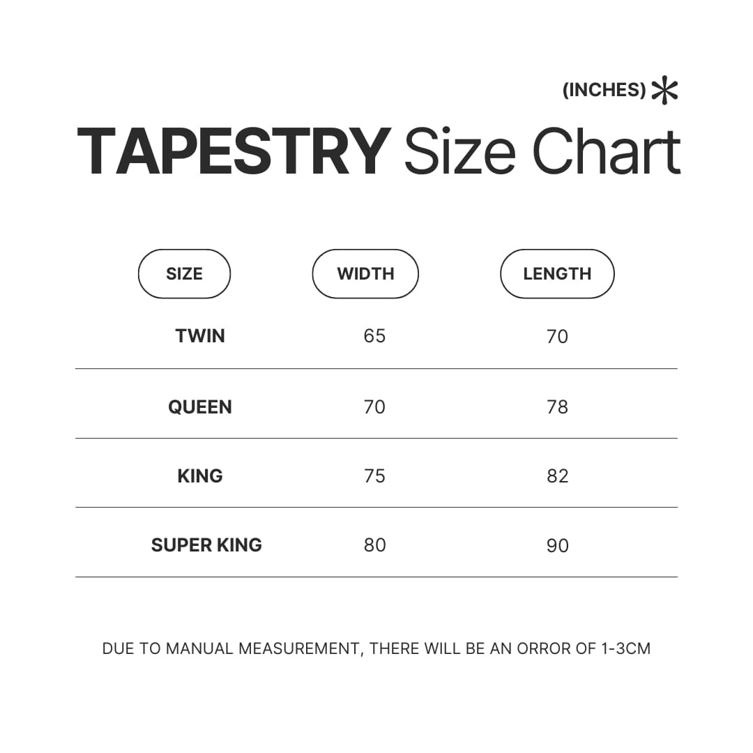 Tapestry Size Chart - Meshuggah Merch