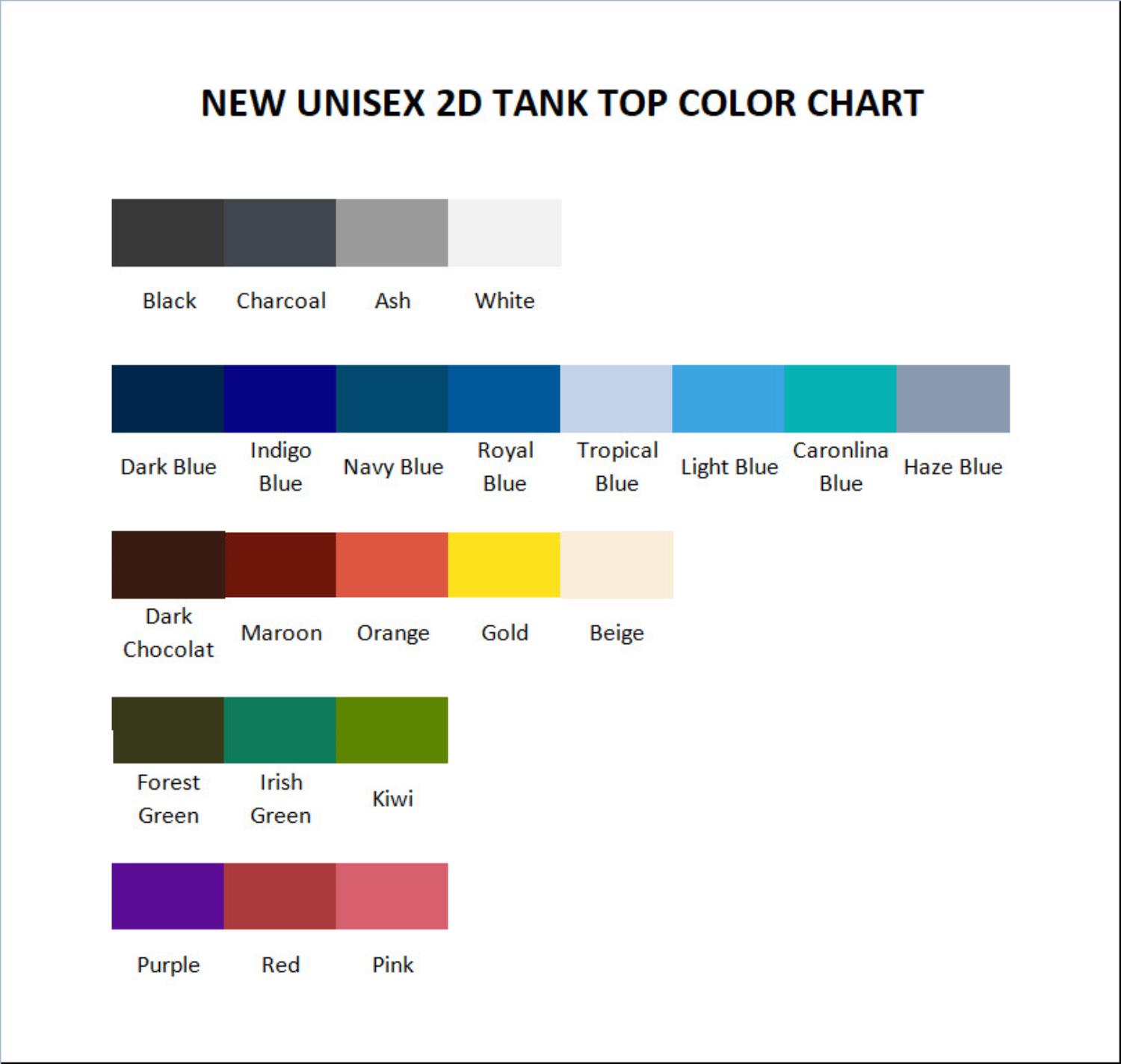 tank top color chart - Meshuggah Merch